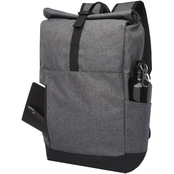 Obrázky: polyesterový rolovací ruksak na notebook, šedý, Obrázok 3